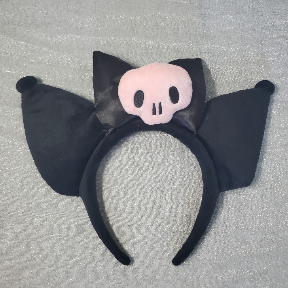Sanrio Kuromi Plush Exclusive Headband Black‎ Bow Pink Skull Cosplay Accessory